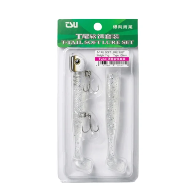 Vinilo Tsurinoya T-Tail softlure 110mm 35g Transparente/glitter